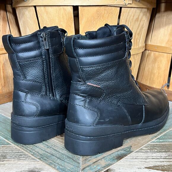 Clarks Black Leather Wool Fur Lined Waterproof Lace-Up Zip Snow Boots Mens 10 main image 4